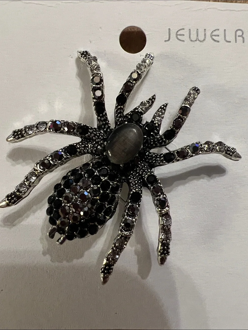 3/$18 Black Crystal Spider Brooch with Smoky Center Lot 6048